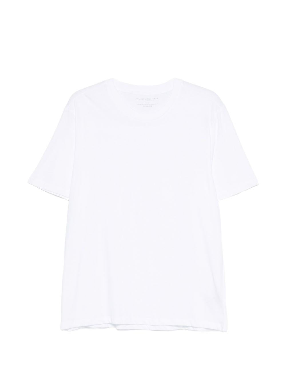 MAJESTIC FILATURES T-shirt girocollo bianca in cotone 