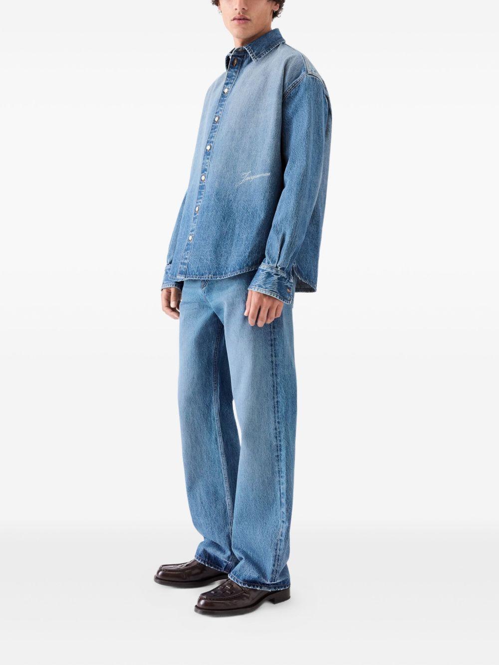 JACQUEMUS Camicia De-Nimes Simon in denim con logo 