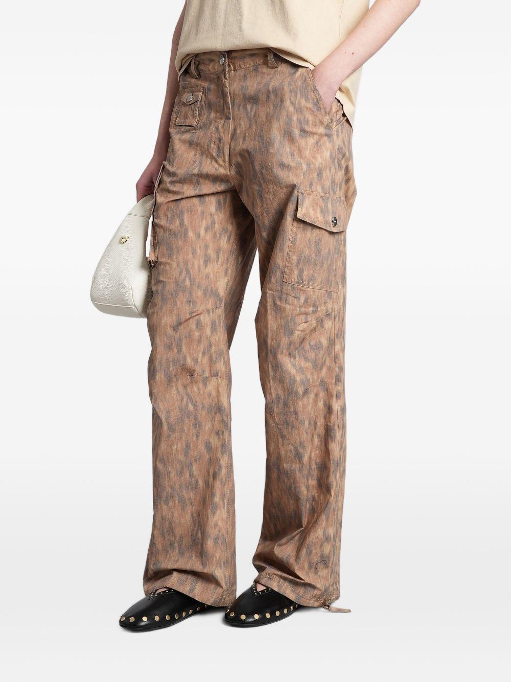 GANNI Pantaloni multicolor marroni con drappeggi 