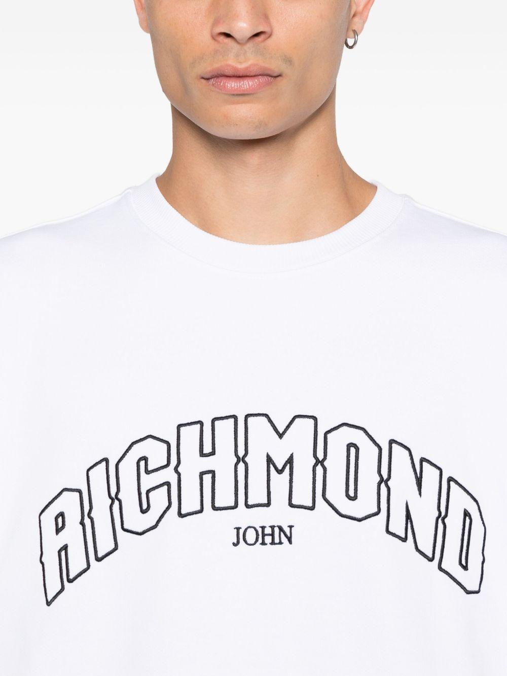 JOHN RICHMOND Felpa bianco ottico con logo tipo 