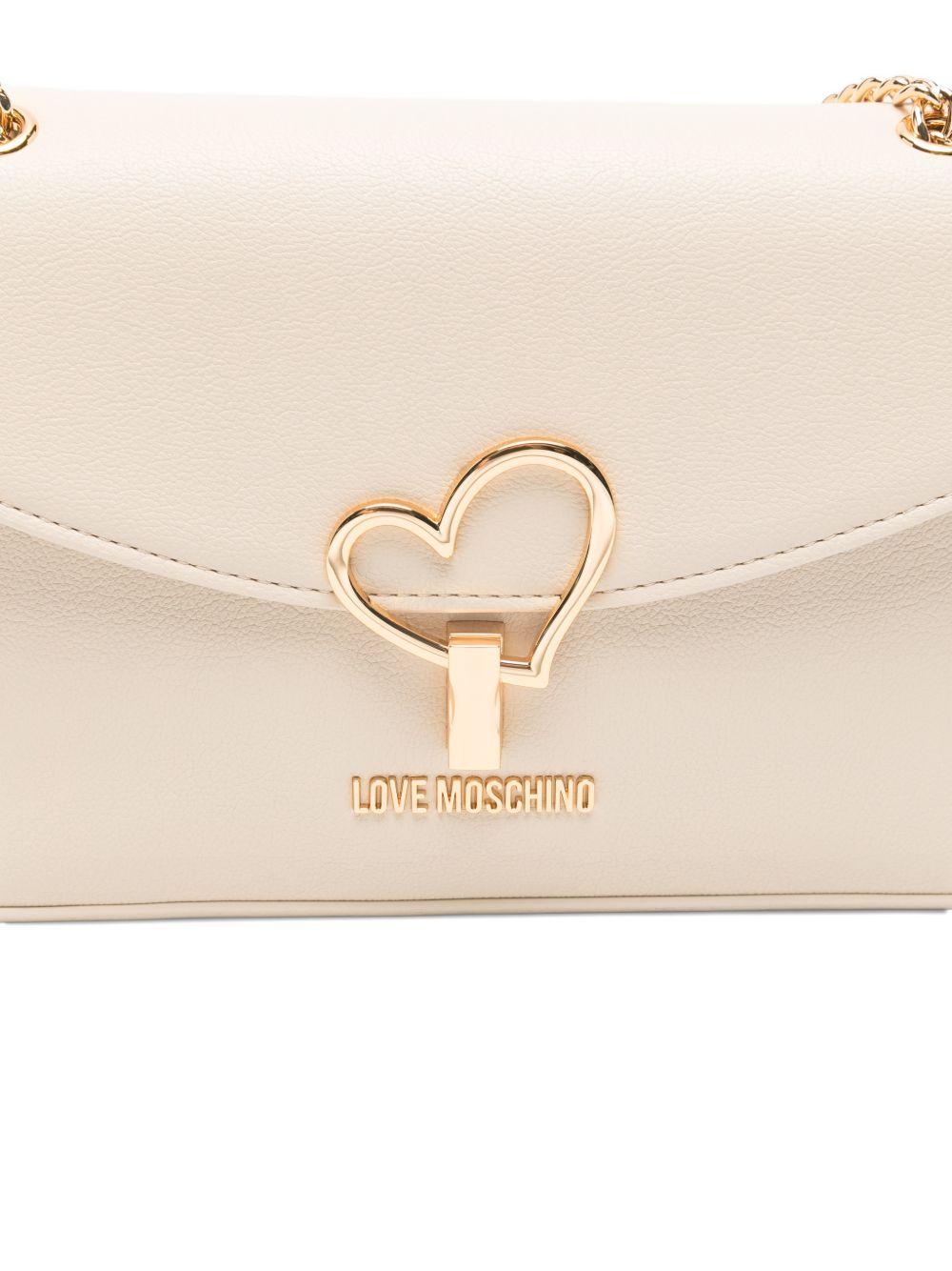 LOVE MOSCHINO Borsa avorio in ecopelle con chiusura a cuore 
