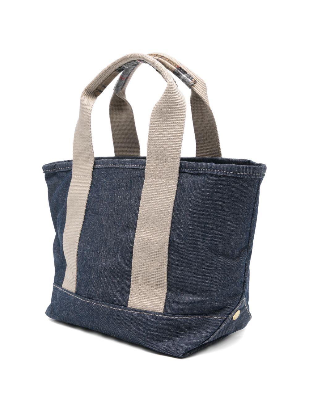 BARBOUR Borsa a mano in blu denim con logo 