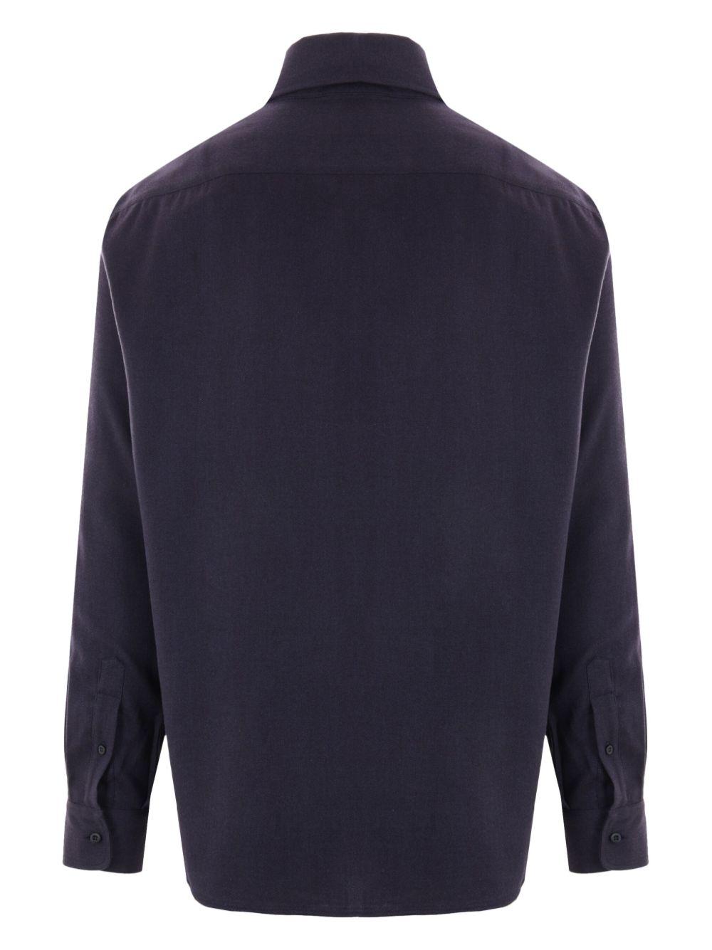 BRUNELLO CUCINELLI Camicia a maniche lunghe in misto cotone blu 