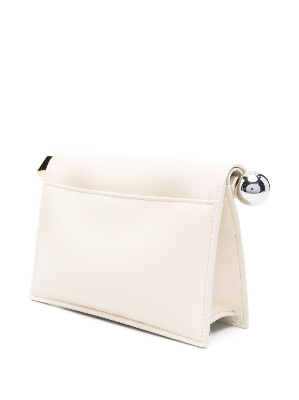 JACQUEMUS Pochette Ronde Carré beige in pelle 