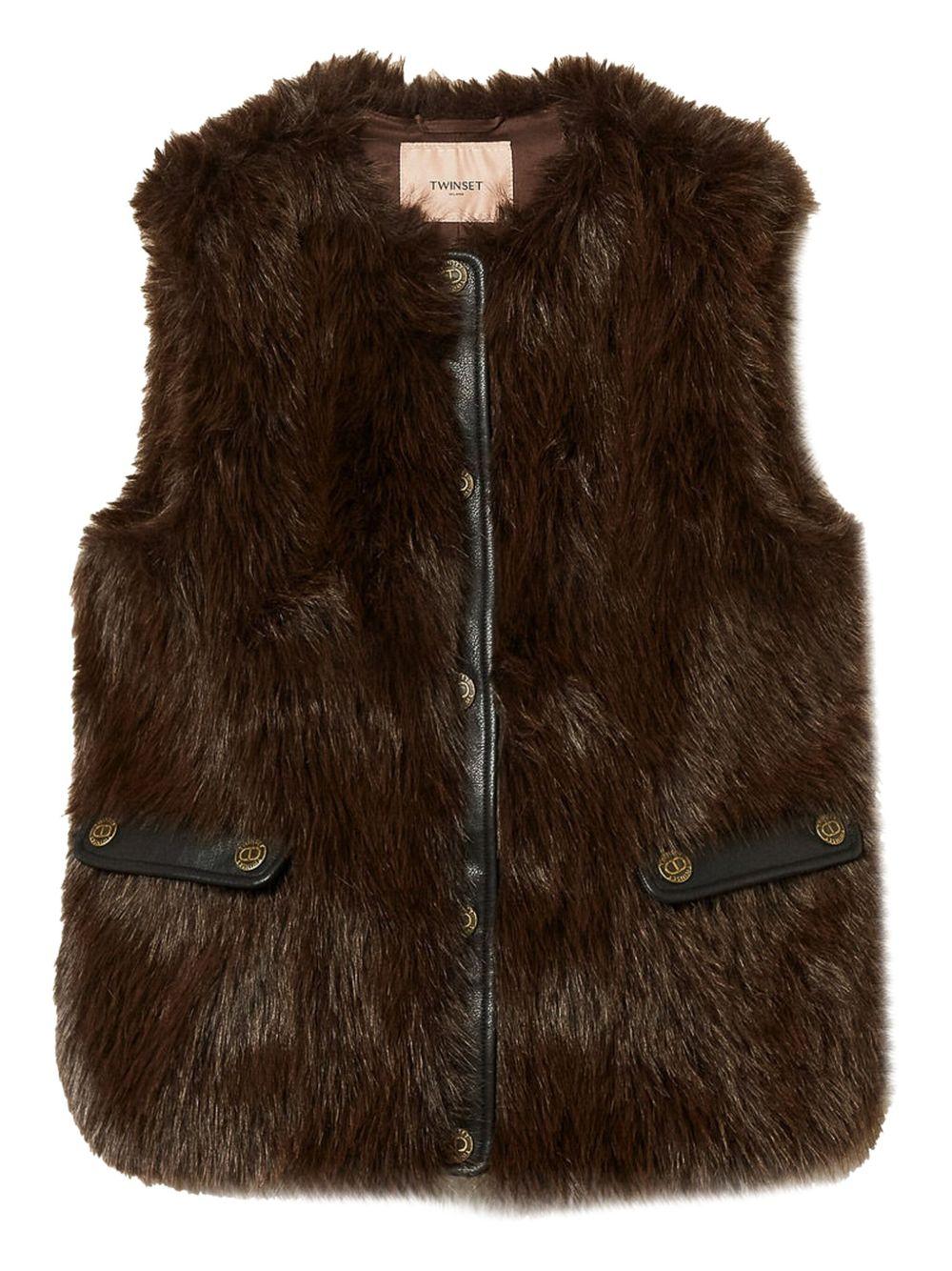 TWINSET Gilet in ecopeliccia marrone 