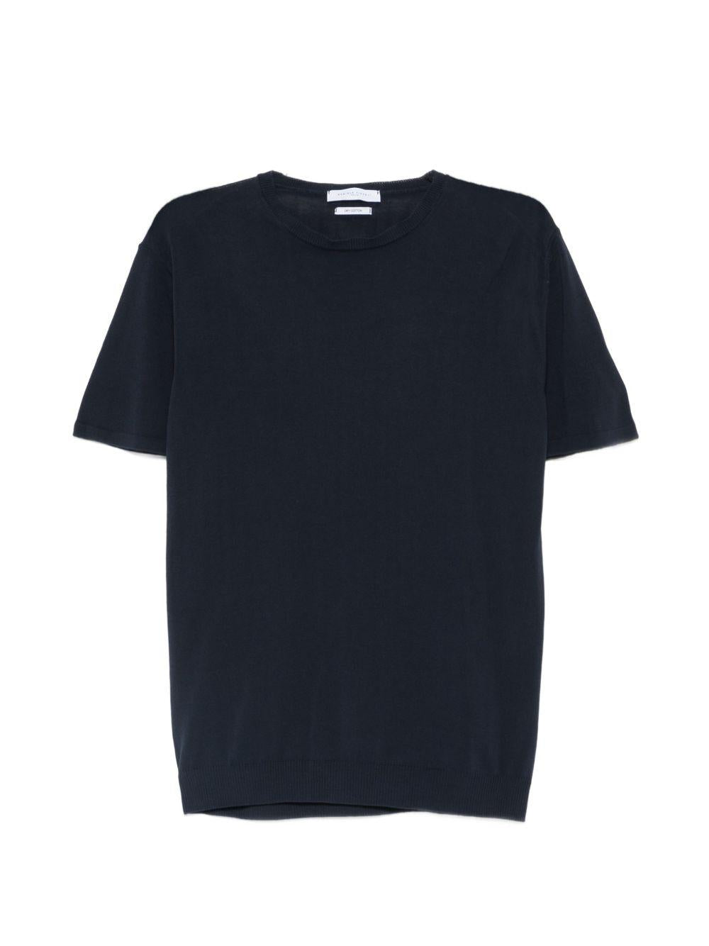 DANIELE FIESOLI T-shirt in cotone blu con girocollo e maniche corte 