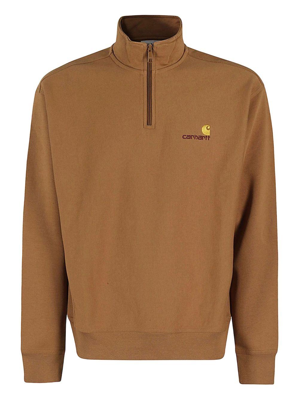 CARHARTT WIP Felpa marrone in cotone con logo 