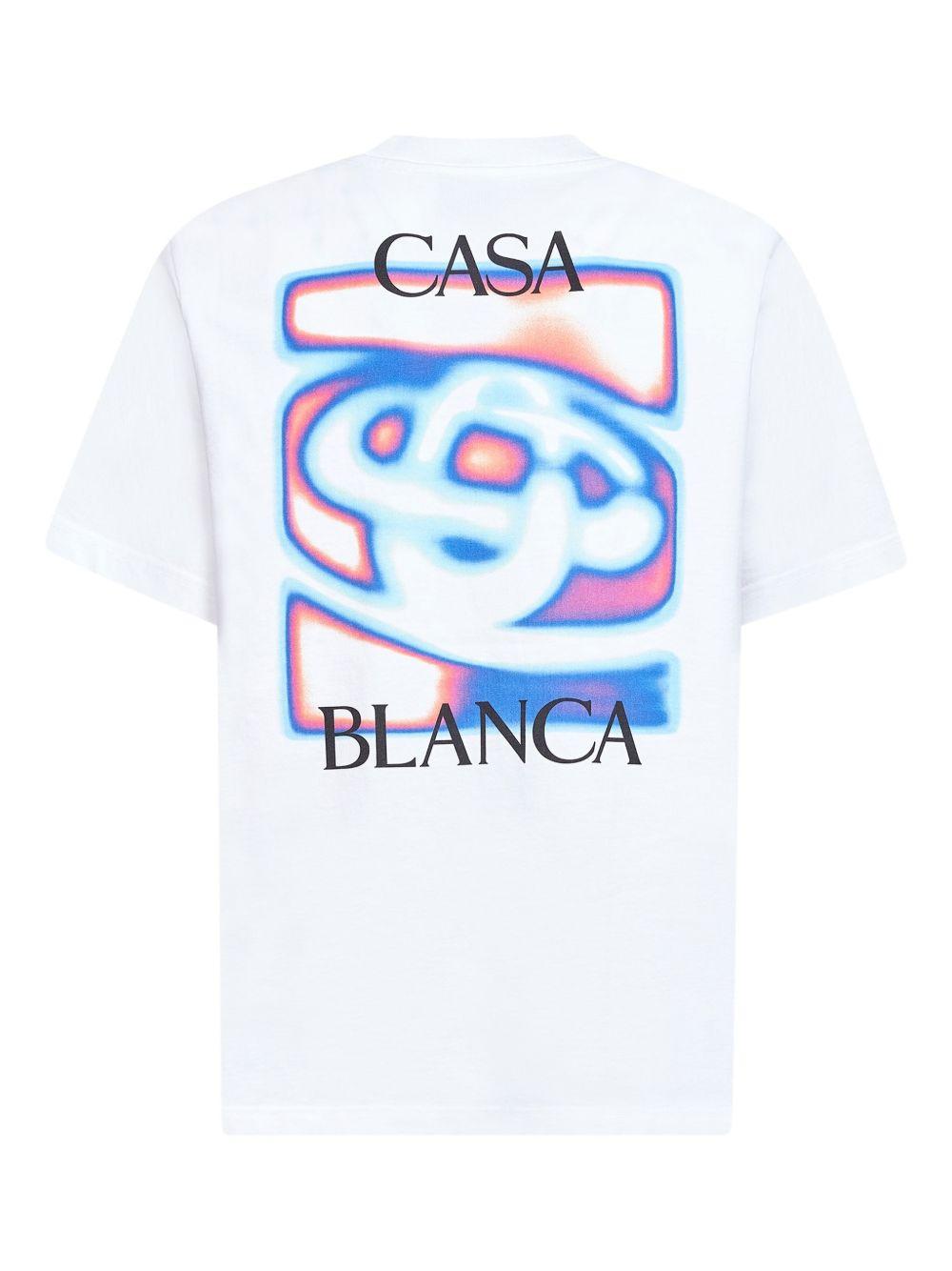 CASABLANCA T-shirt con stampa logo in cotone bianco 