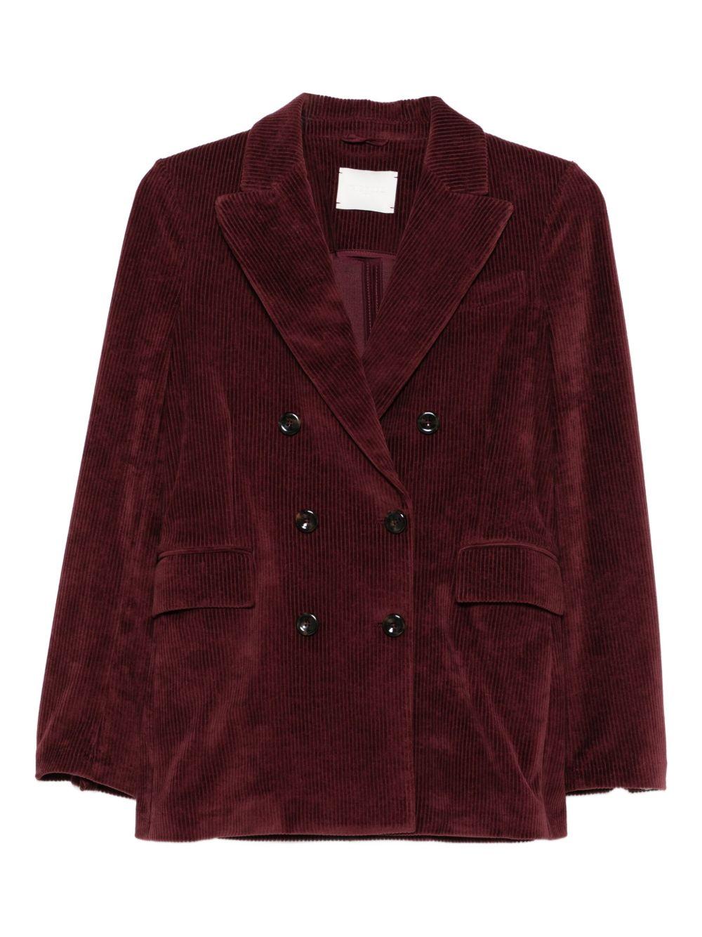 CIRCOLO 1901 Blazer doppiopetto in velluto a coste color bordeaux 