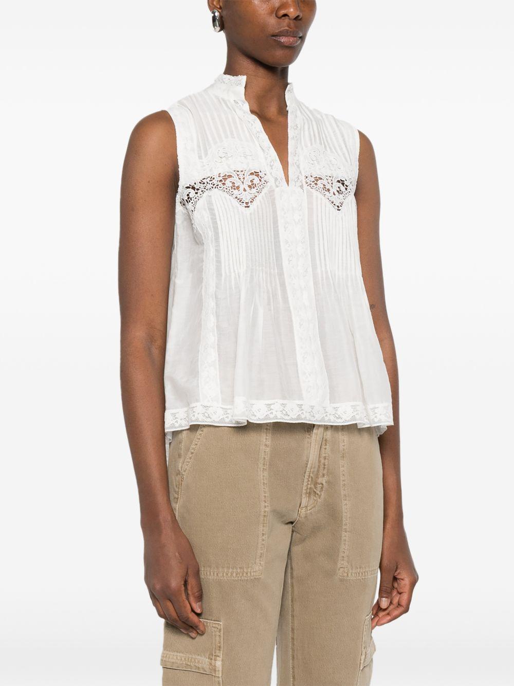 TWINSET Camicia senza maniche con ricami bianca 