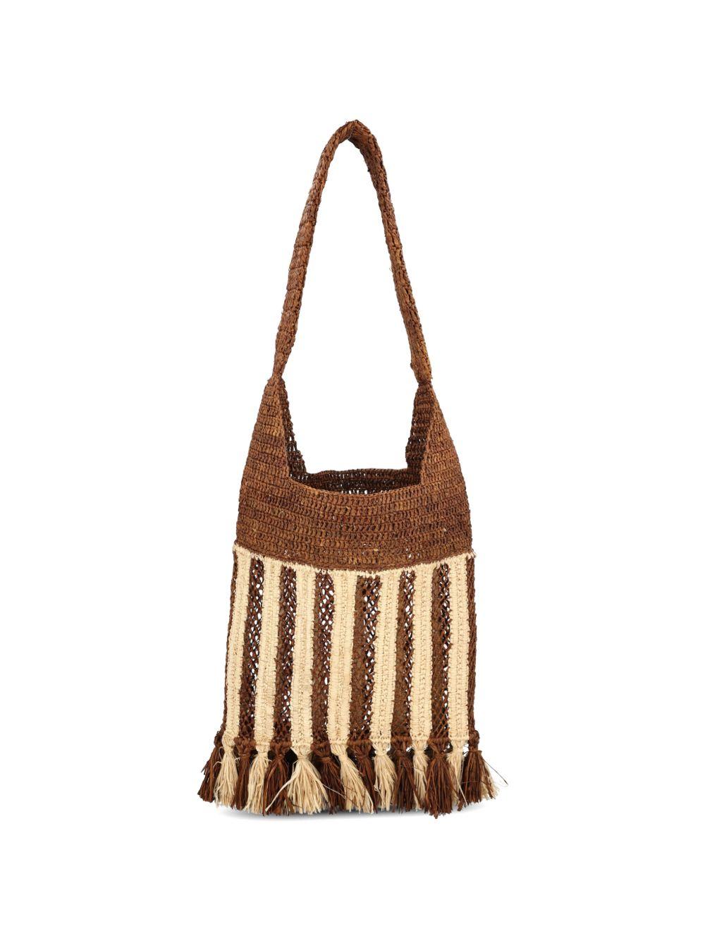 ISABEL MARANT Borsa Praia small in rafia a righe 
