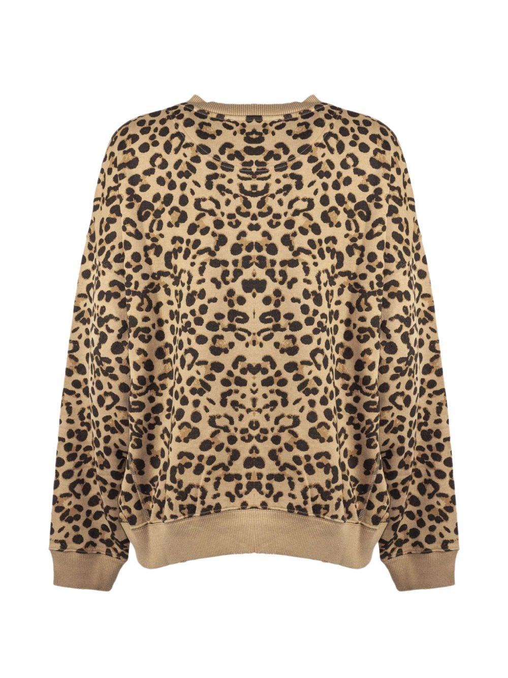 SEMICOUTURE Felpa girocollo in cotone leopardato 