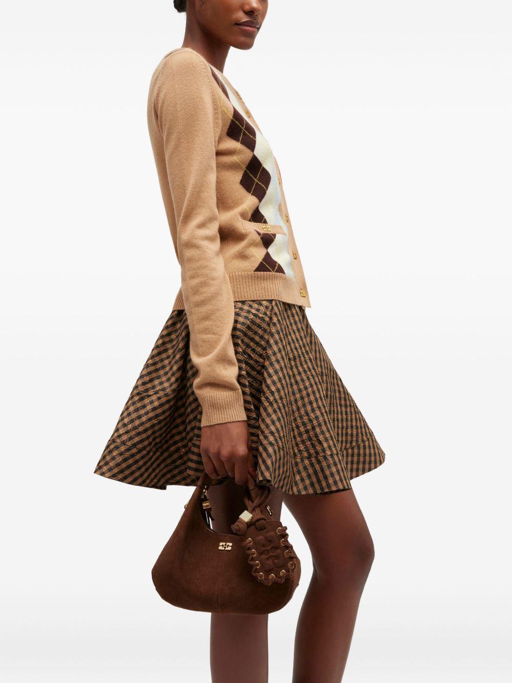 GANNI Borsa a mano Hobo mini in camoscio marrone 