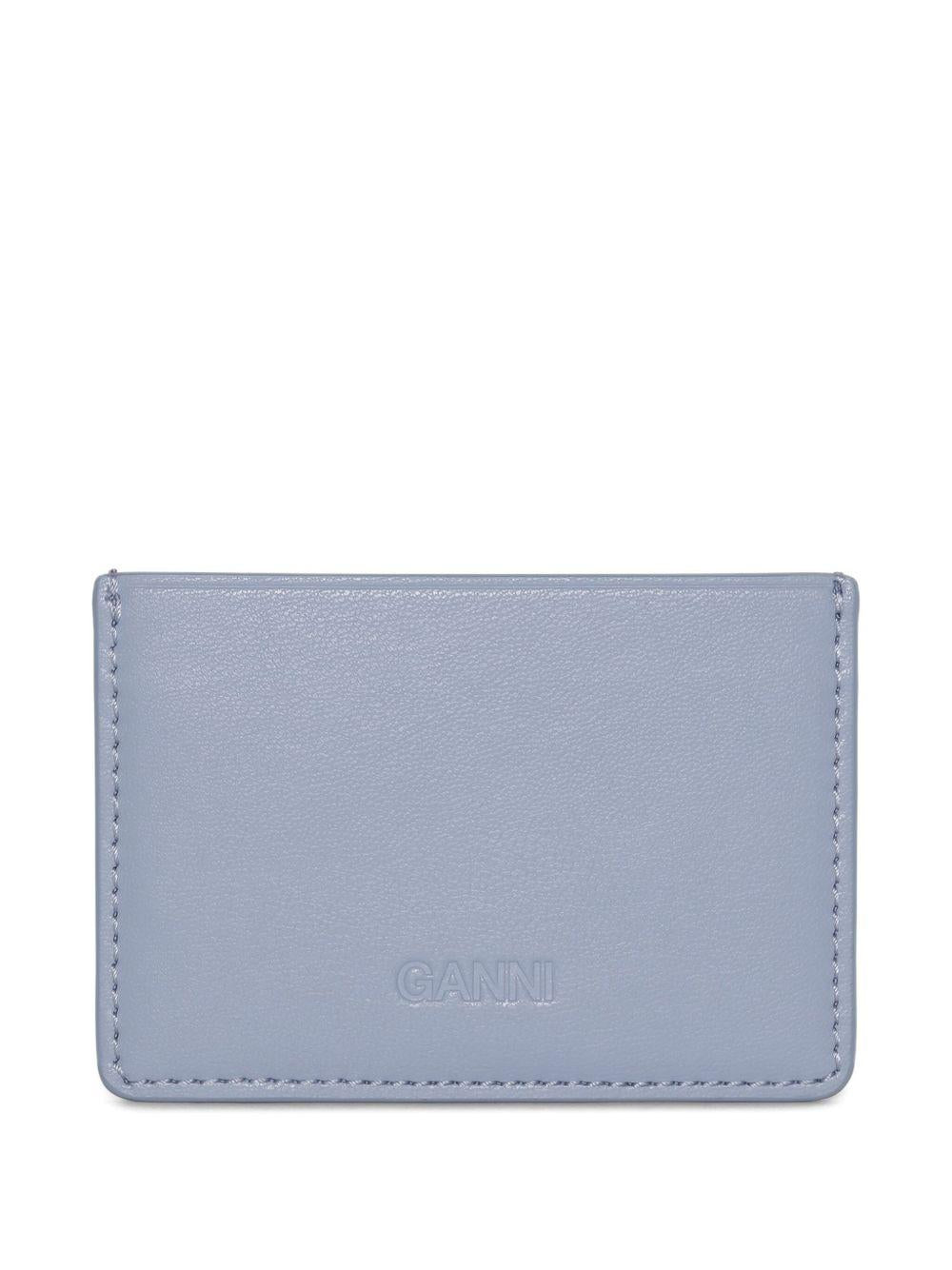 GANNI Portacarte azzurro con stampa 
