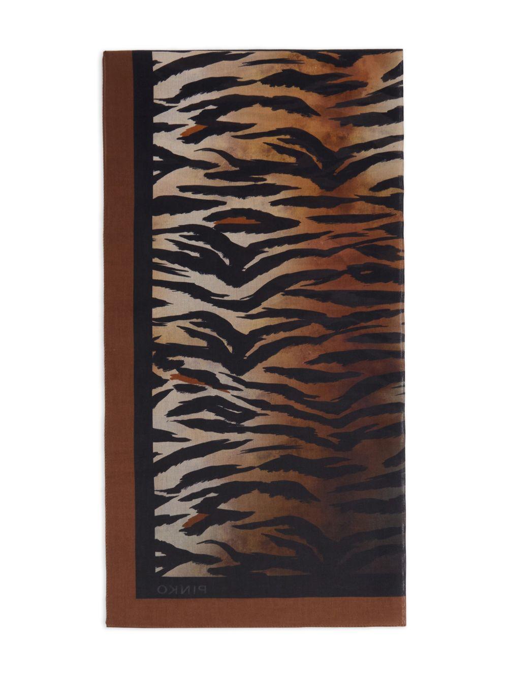 PINKO Foulard marrone e nero con stampa animalier 