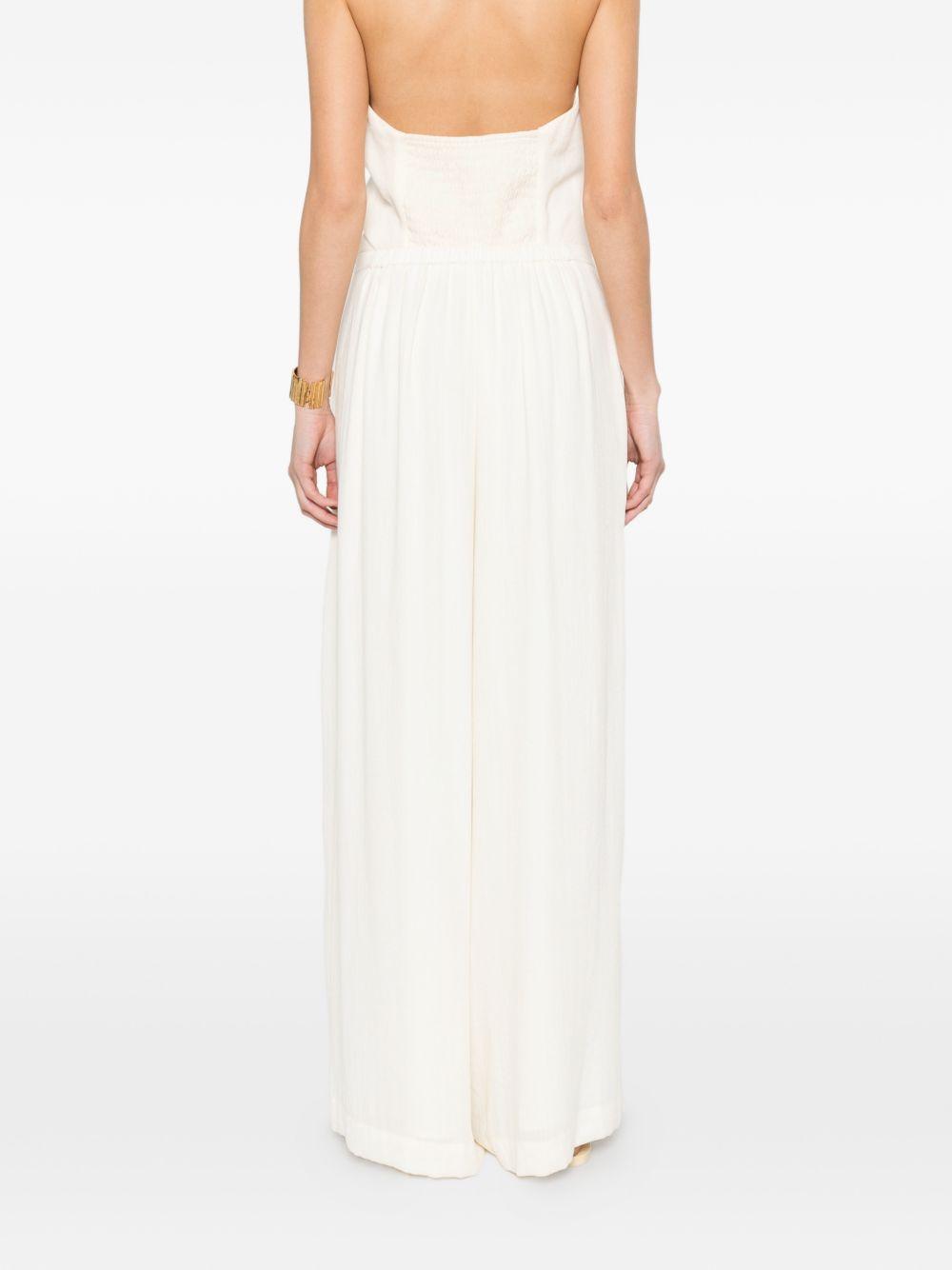 ELEH Pantaloni a gamba larga plissettati in tessuto bianco 