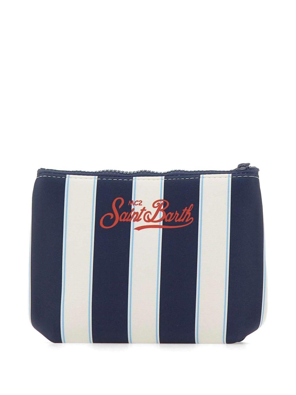 MC2 SAINT BARTH Pochette Aline a righe bianche e blu 