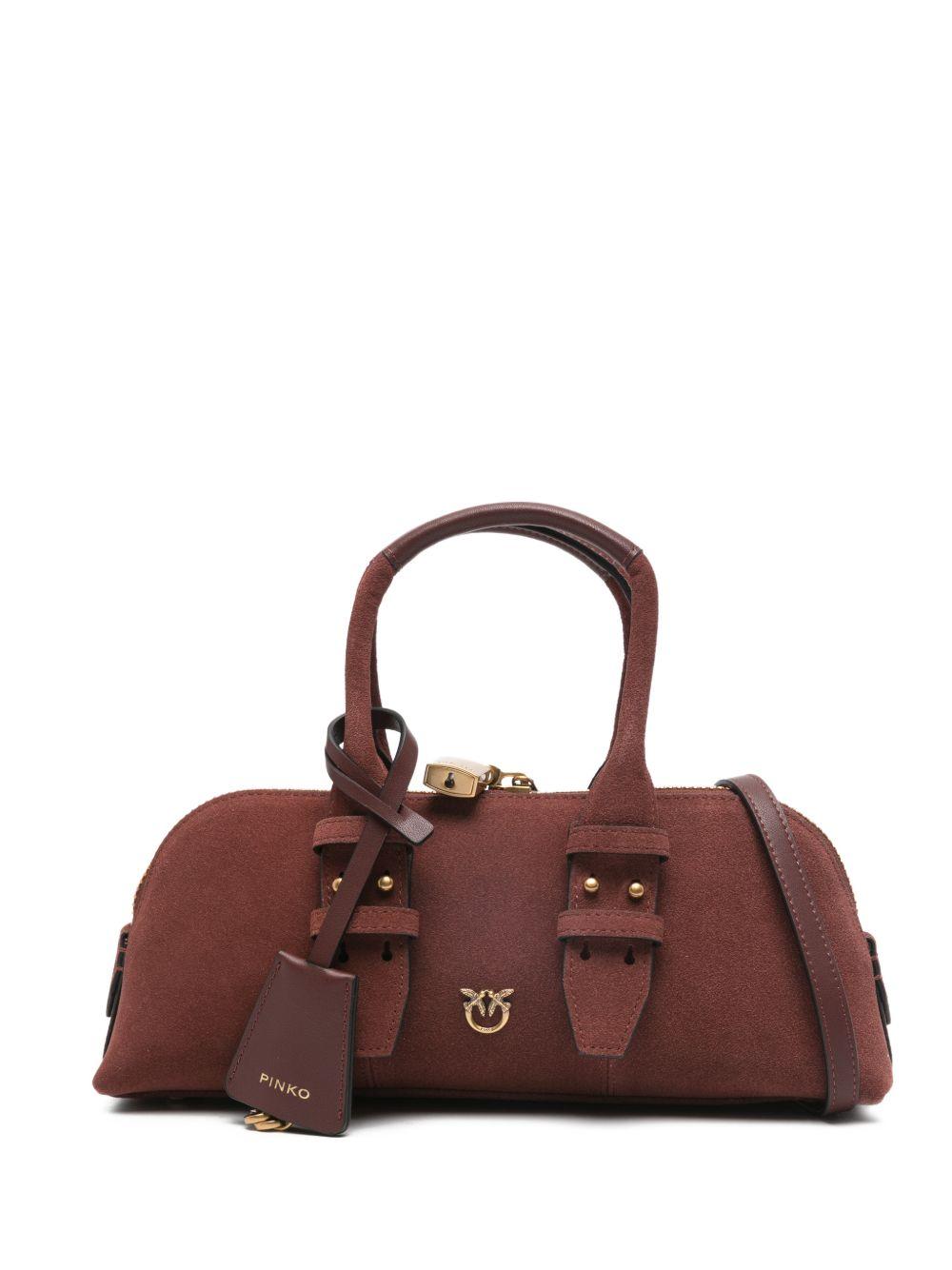 PINKO Borsa a mano Bowling bag in pelle scamosciata bordeaux 