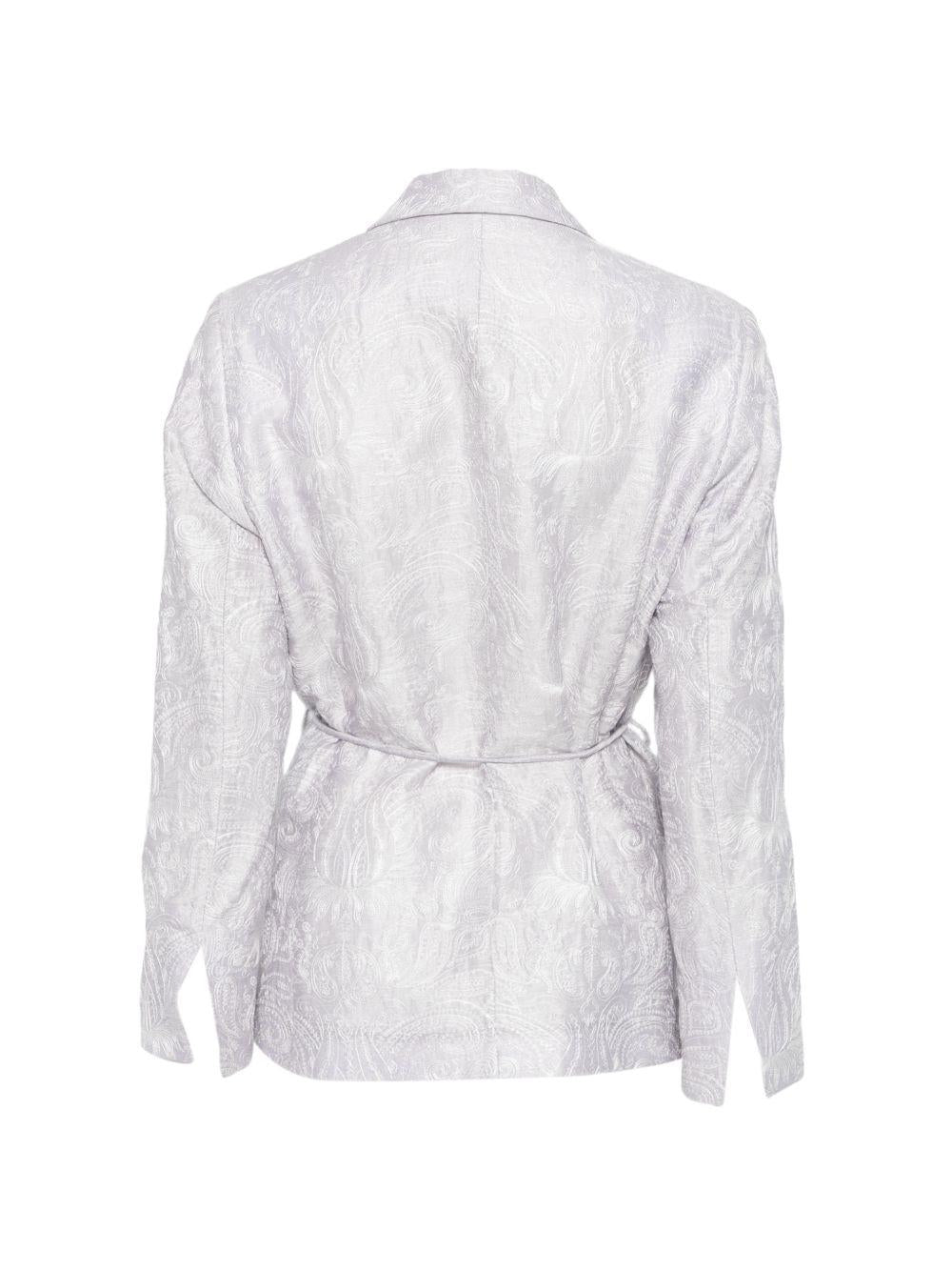 SEVENTY Giacca con motivo jacquard e chiusura in vita grigio chiaro 