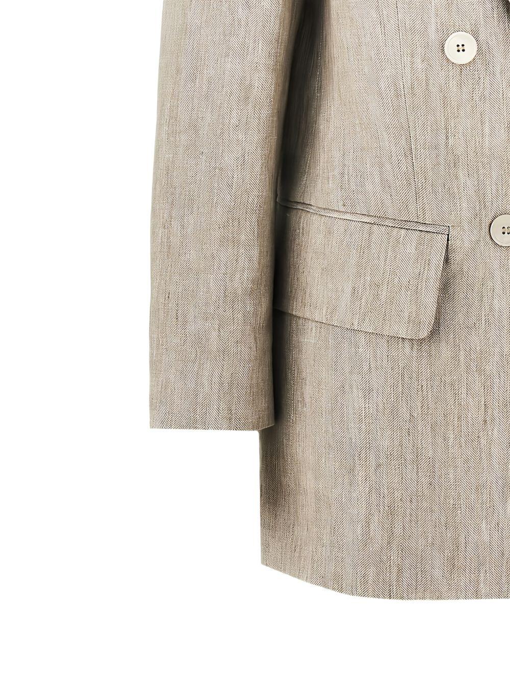 MAX MARA Blazer Olimpia in lino grigio doppiopetto 