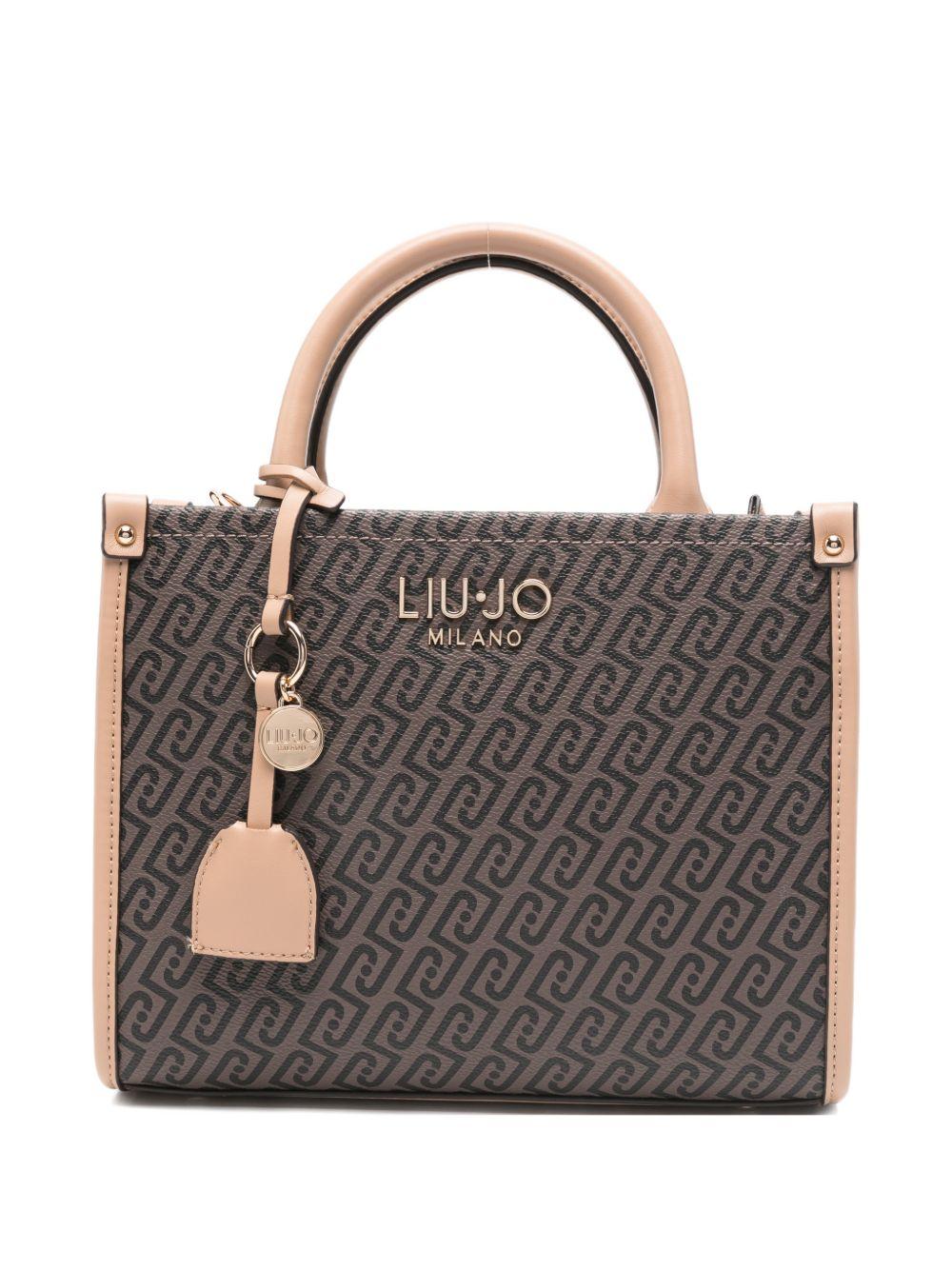 LIUJO Borsa a mano tote con logo marrone e rosa 