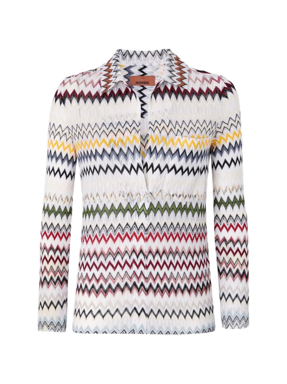 MISSONI T-shirt a maniche lunghe bianca e multicolore 