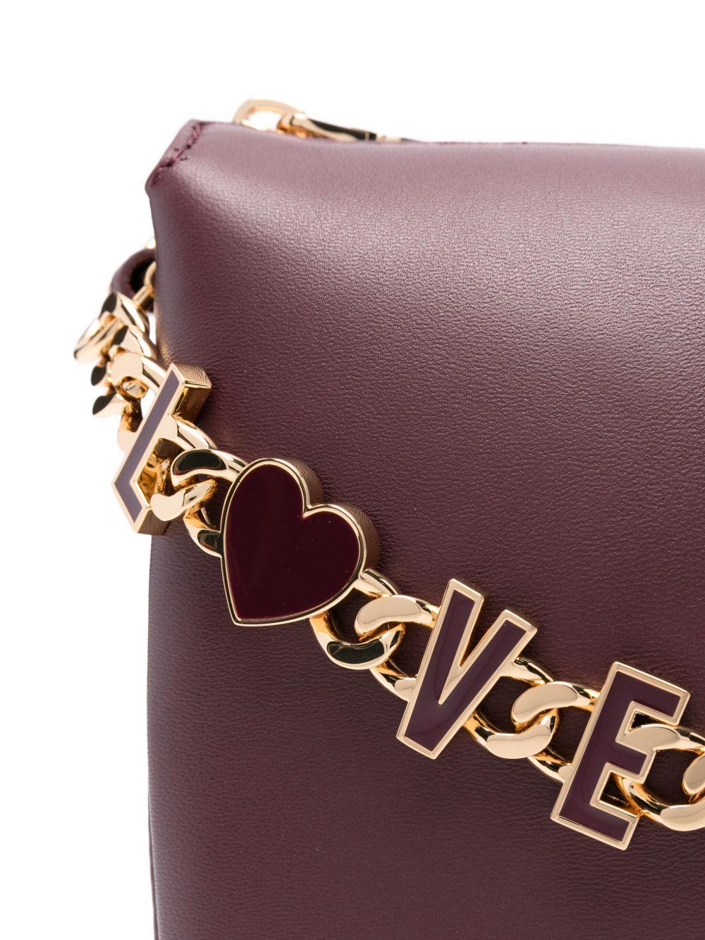 LOVE MOSCHINO Borsa a spalla bordeaux con catena oro 
