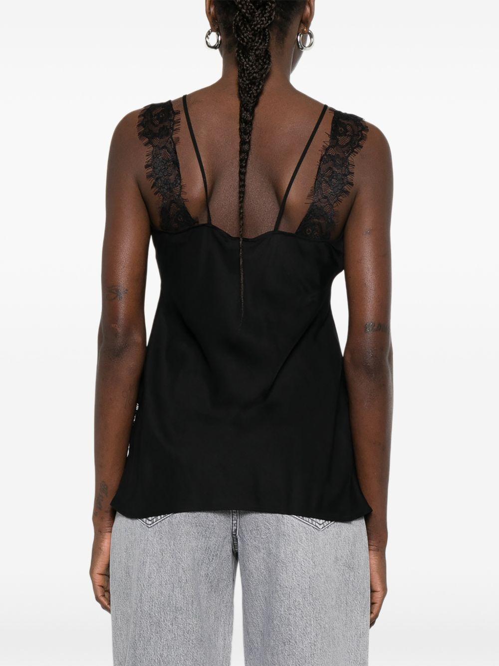 PINKO Top Lydia nero con pizzo 