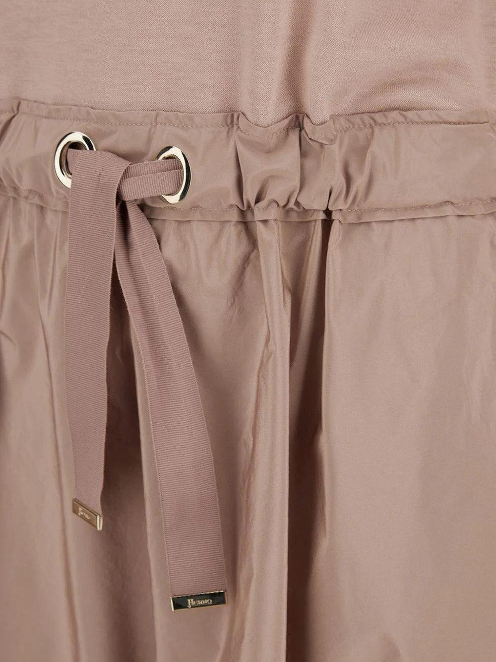 HERNO Abito midi combinato rosa antico con coulisse in vita 