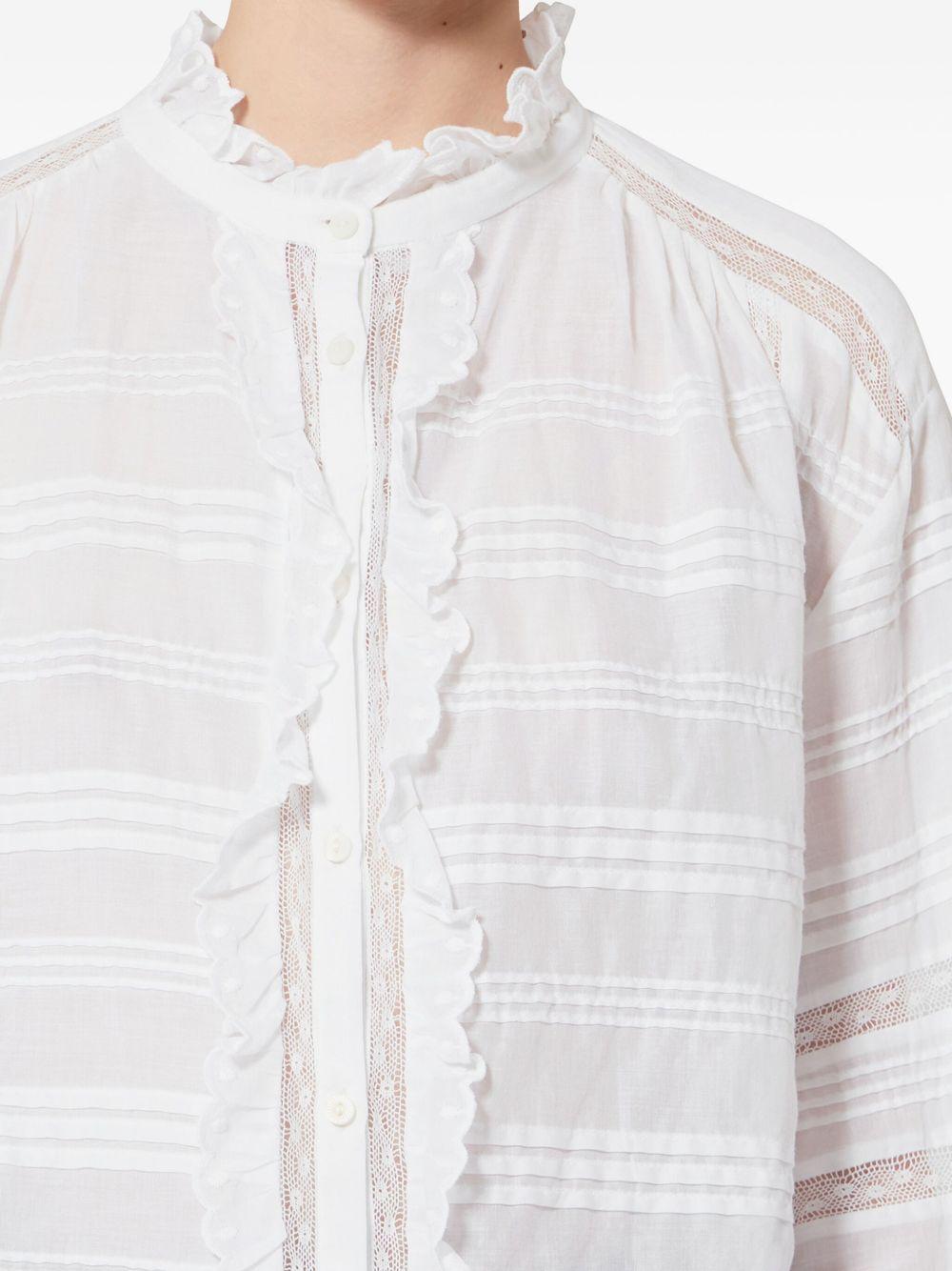 MARANT ETOILE Blusa bianca in cotone con dettagli in pizzo 