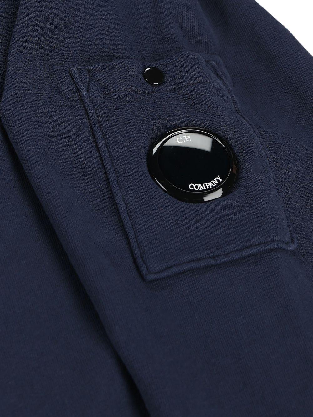 CP COMPANY Felpa in cotone blu con tasca e lente 