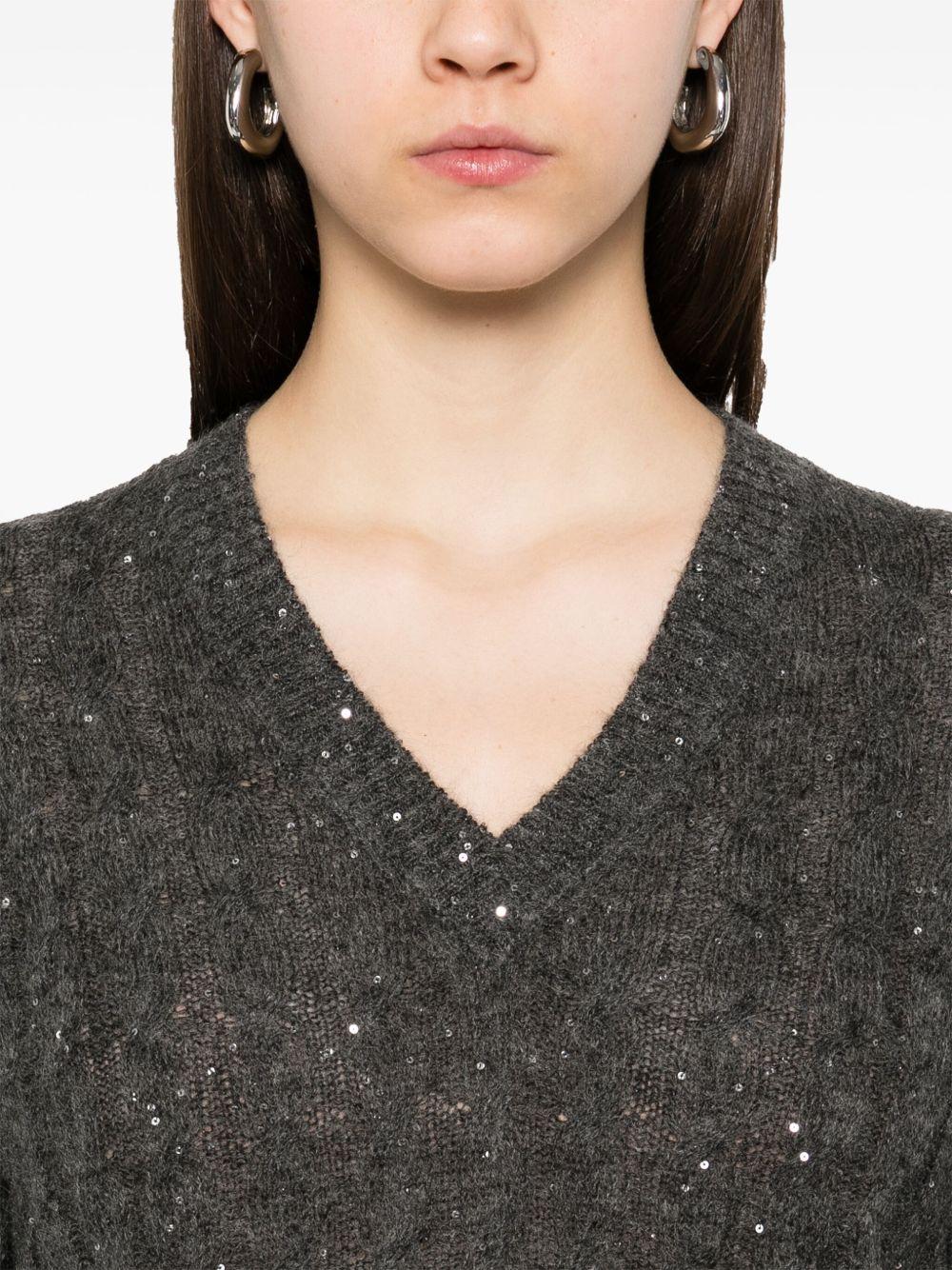 BRUNELLO CUCINELLI Maglia scollo a V grigia 