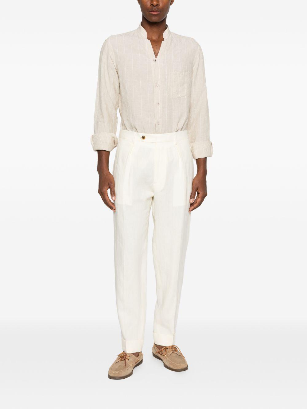 BERWICH Pantaloni Chiaia Long in lino color panna 