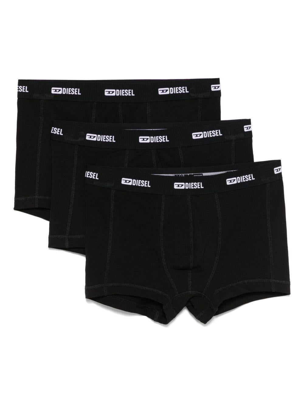 DIESEL Set da 3 boxer in cotone neri elasticizzati 