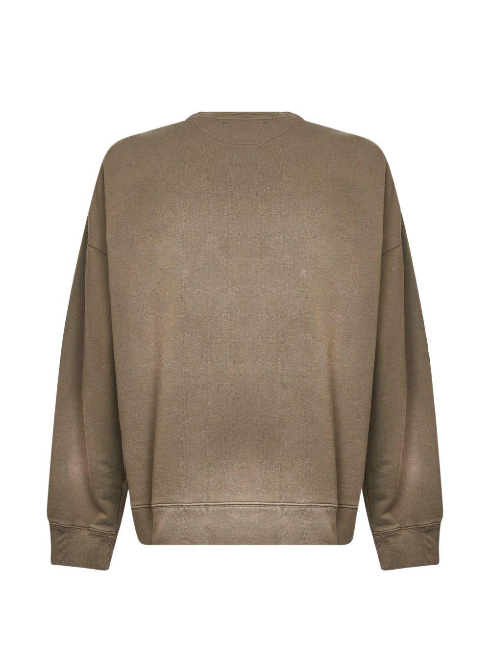 GOLDEN GOOSE Felpa in cotone marrone girocollo con logo 