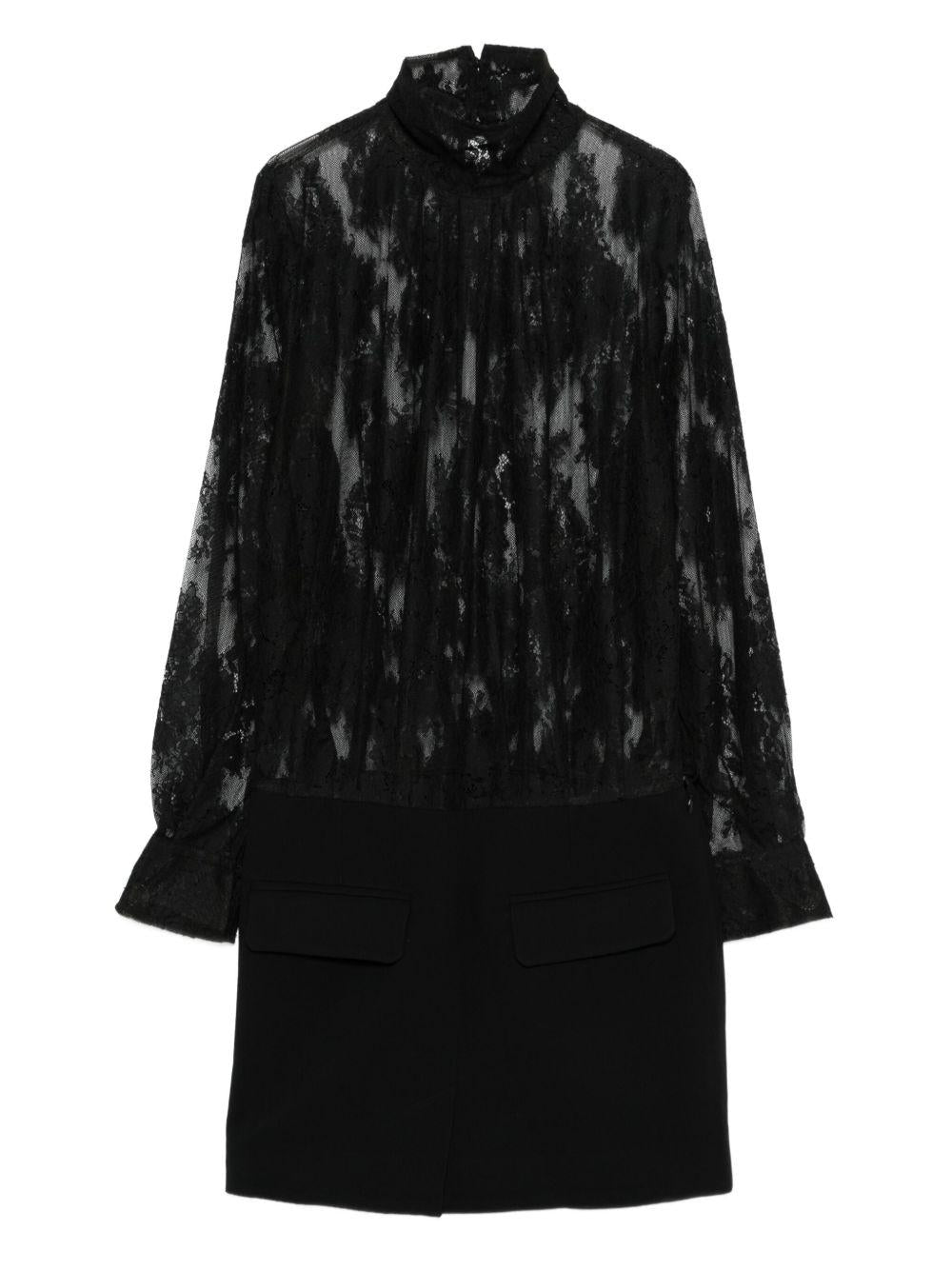 SEMICOUTURE Abito corto 'Blanca' nero con pizzo 