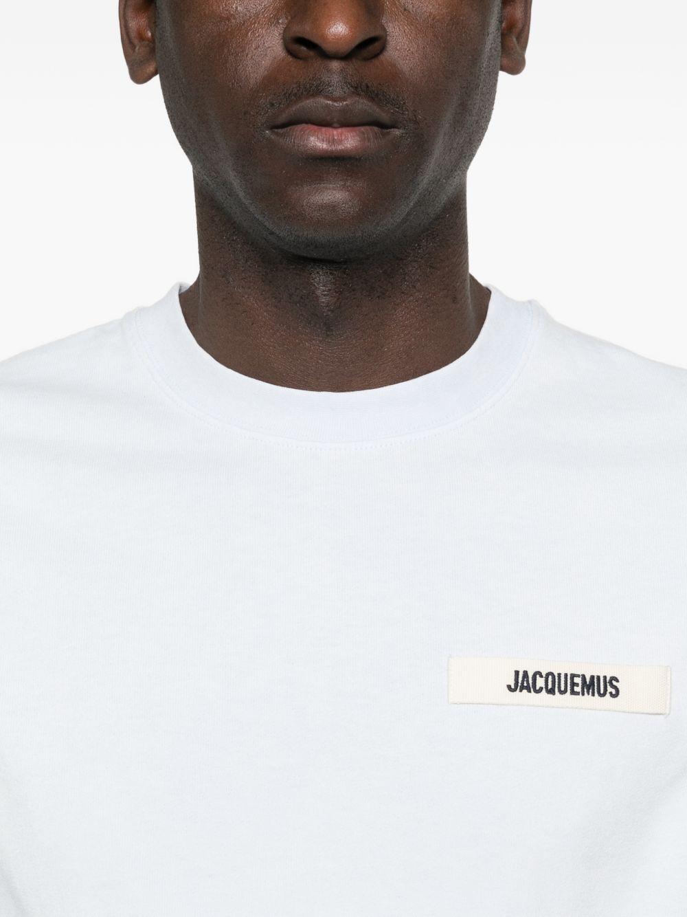 JACQUEMUS T-shirt Gros Grain celeste in cotone con logo 