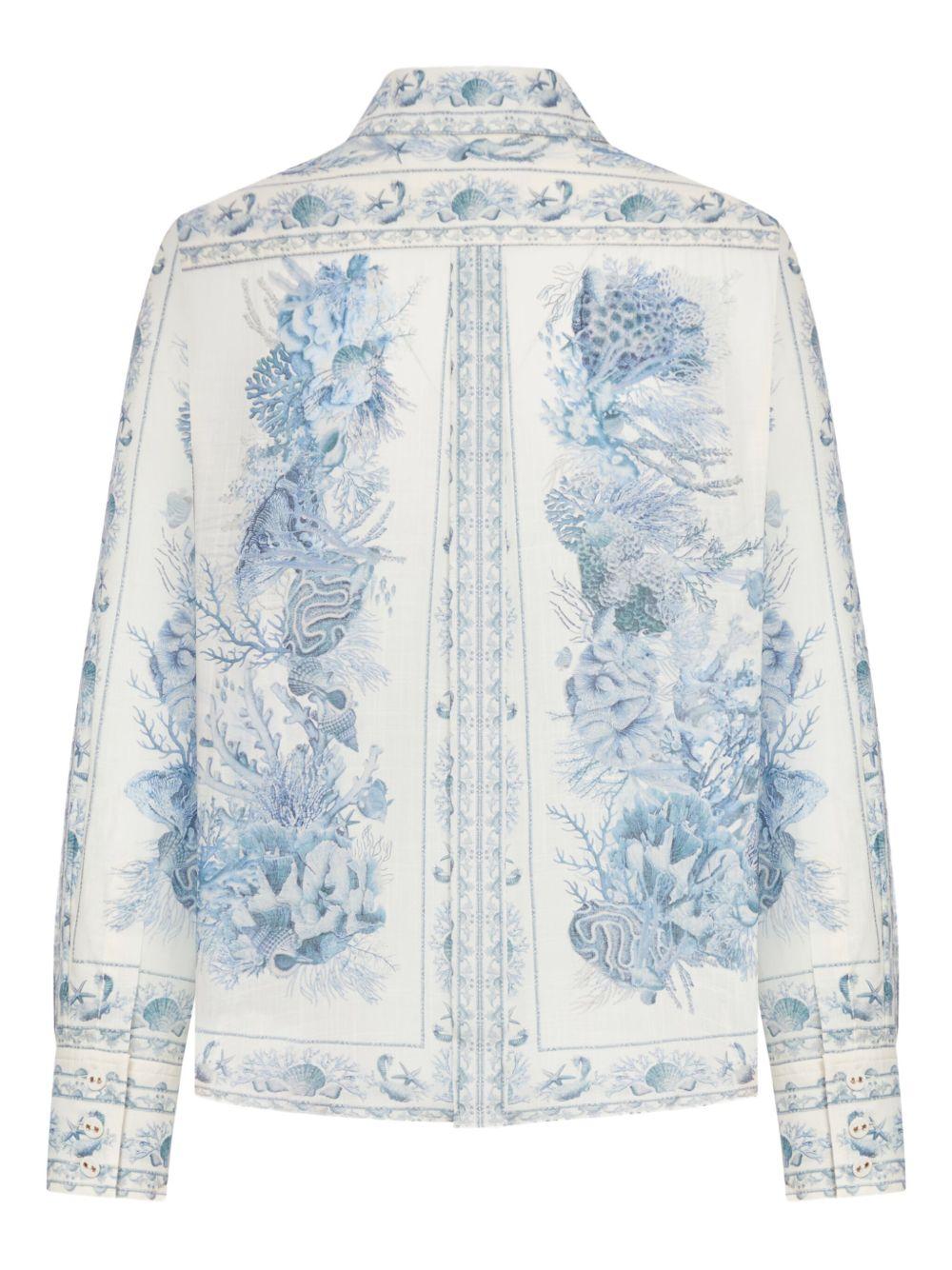 ZIMMERMANN Camicia blu con stampa floreale 