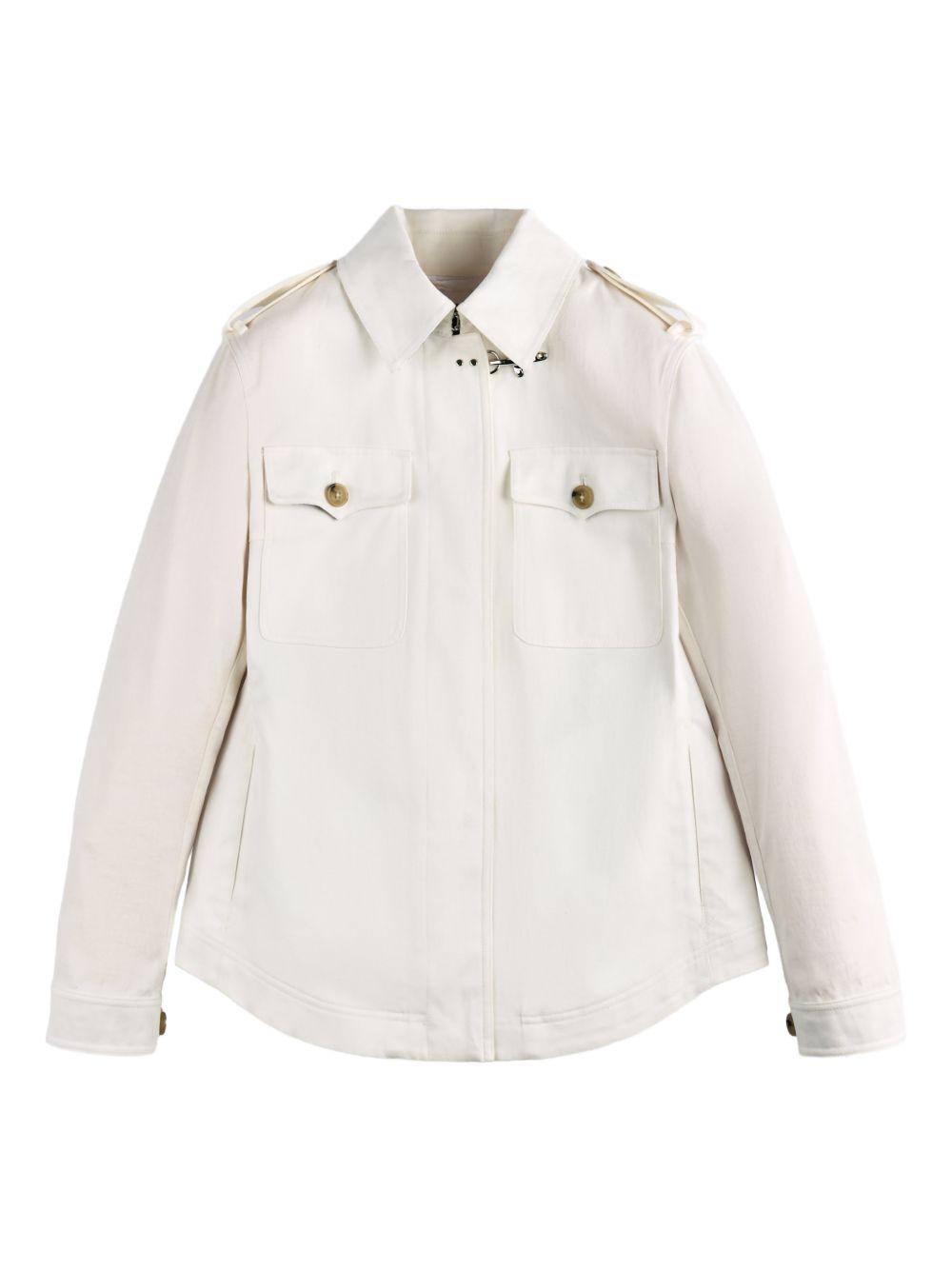 FAY Giacca camicia con alamari in cotone bianco 