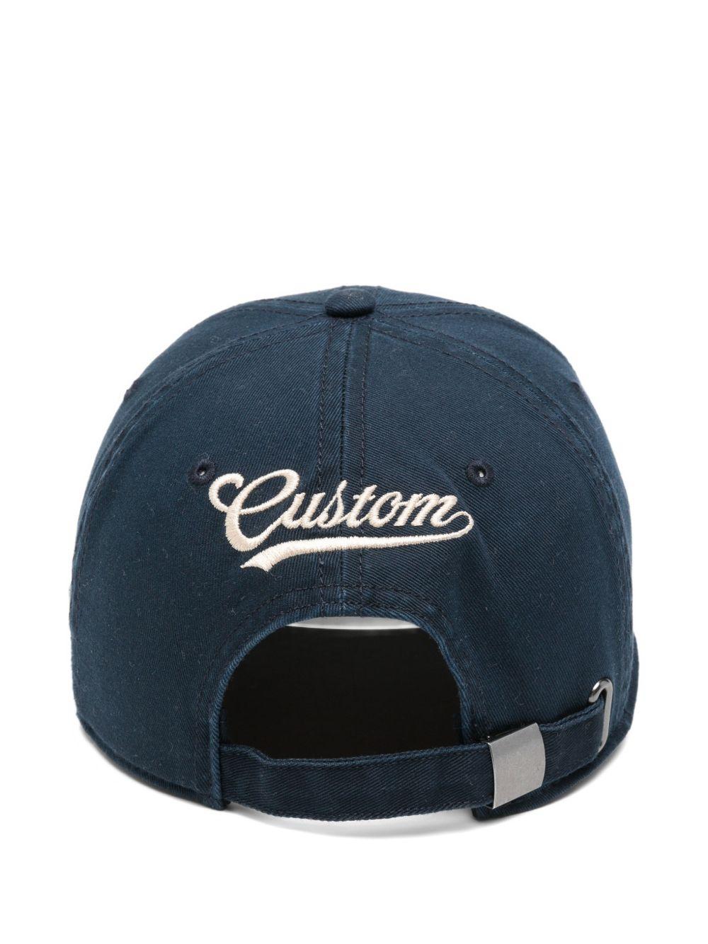 SOUTH GARAGE Cappello da baseball blu con scritta bianca 