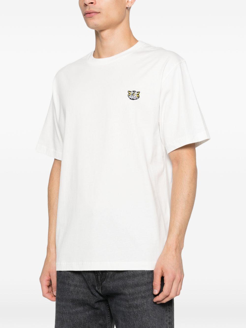 KENZO T-shirt in cotone bianco con patch tigre 
