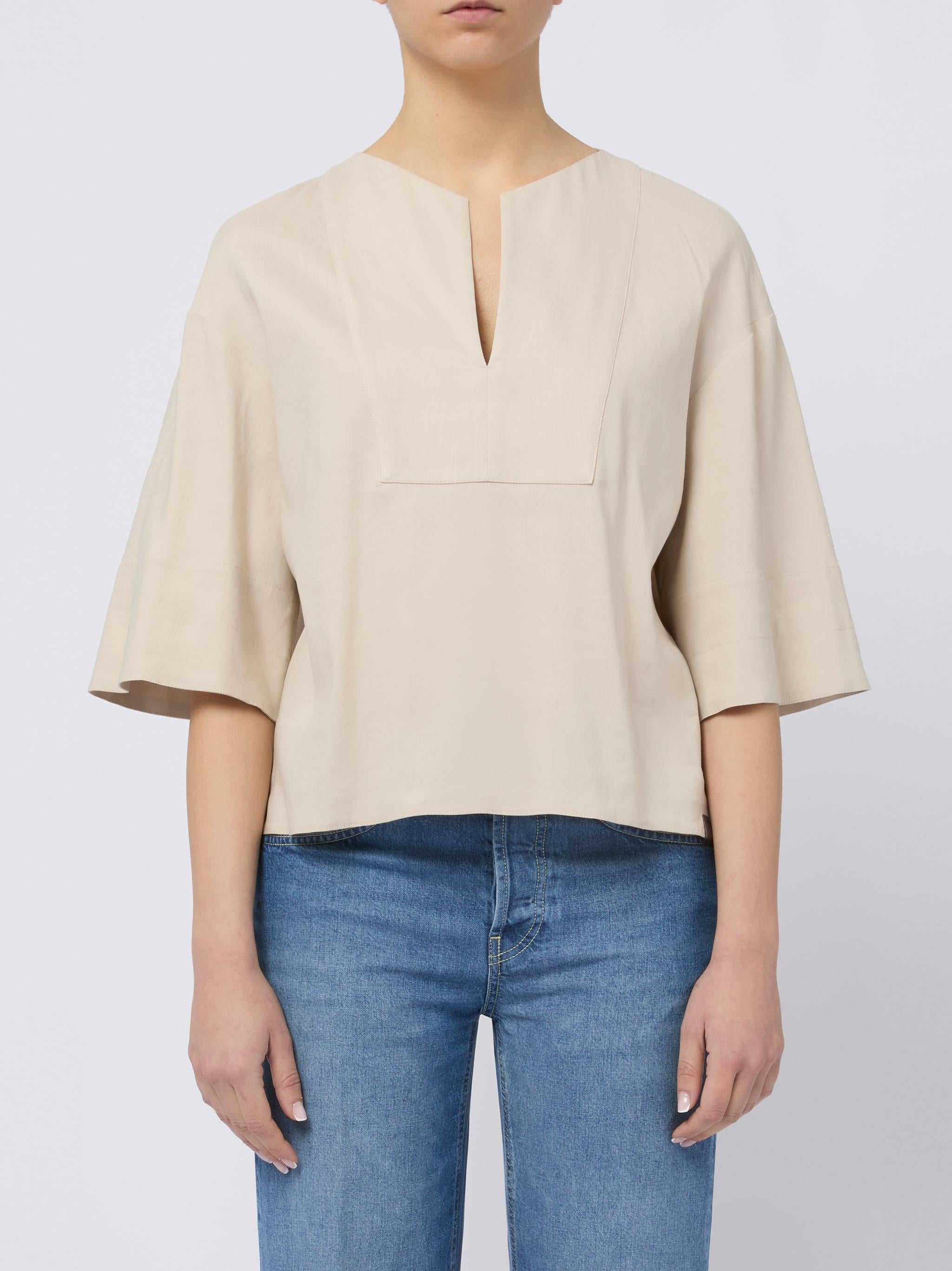 MAX MARA Blusa beige Sospiro con maniche a 3/4 