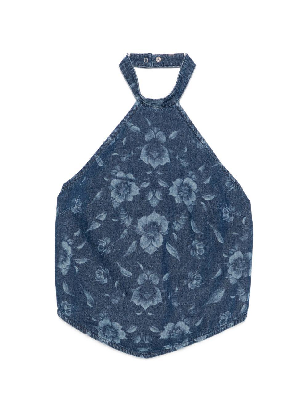 PINKO Top Urlo in denim con scollo halter 