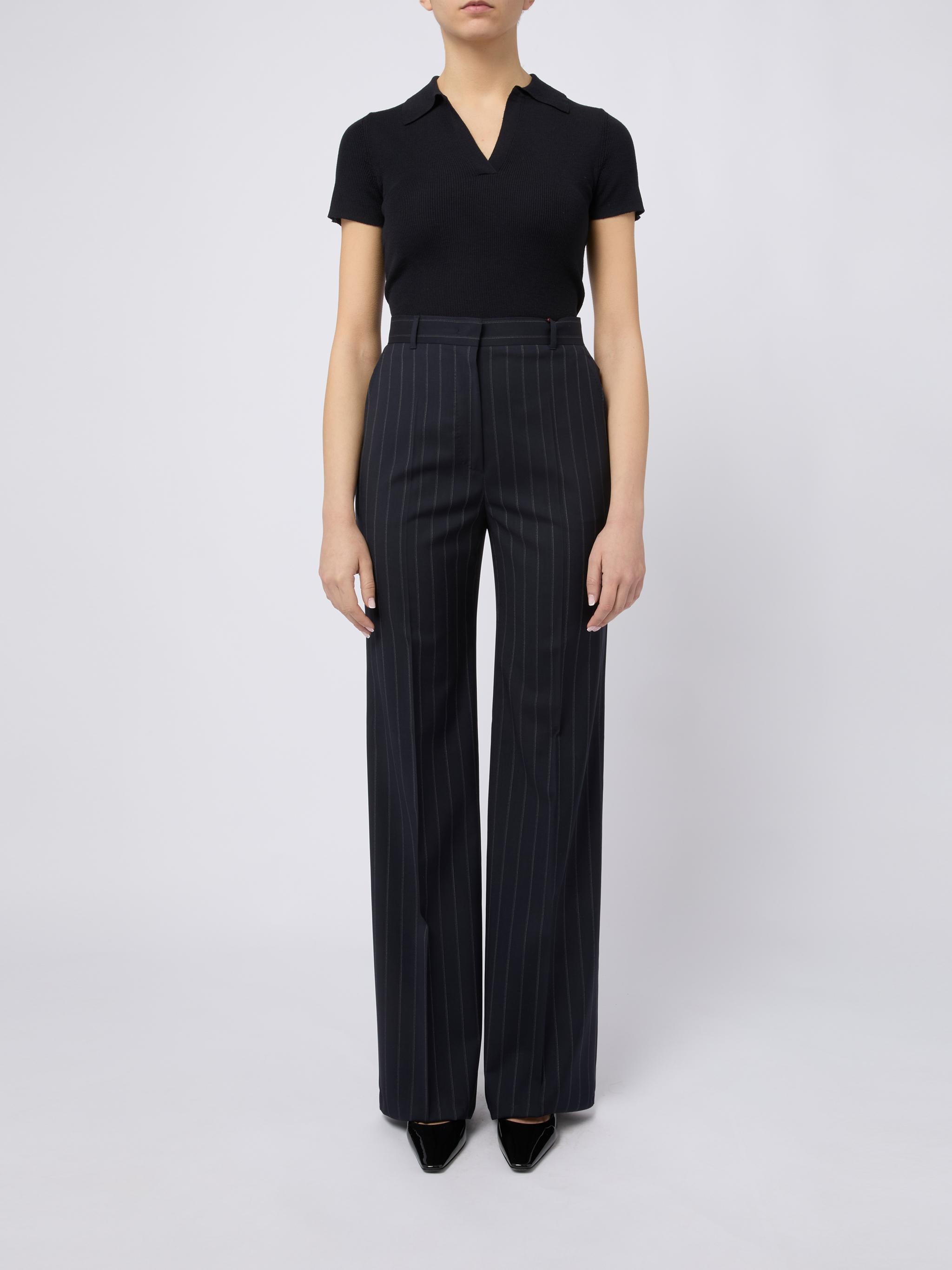 MAX MARA STUDIO Pantaloni Enfasi gessati blu 