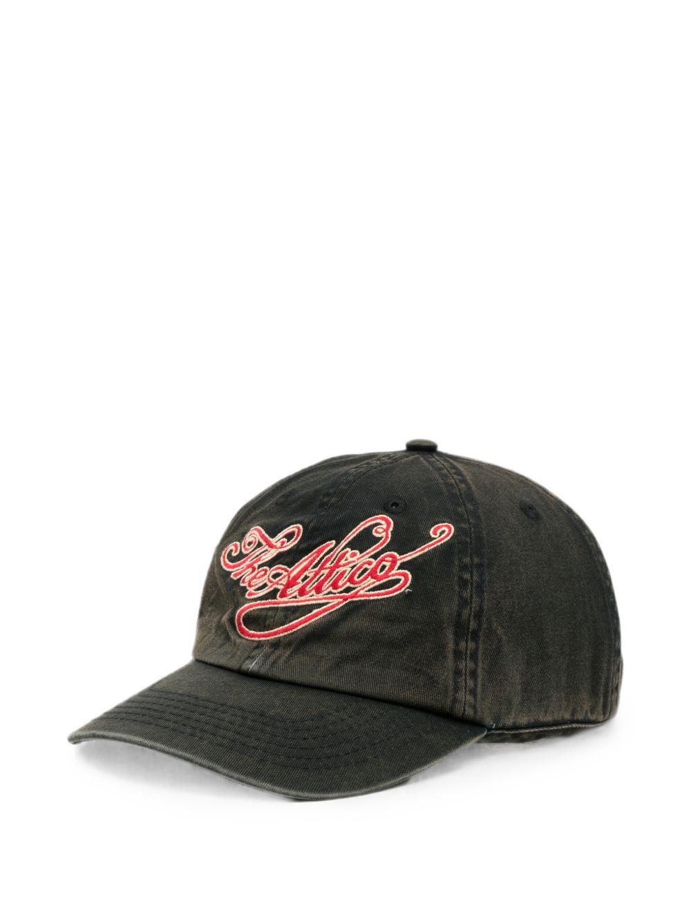 THE ATTICO Cappello baseball in cotone effetto denim vintage 