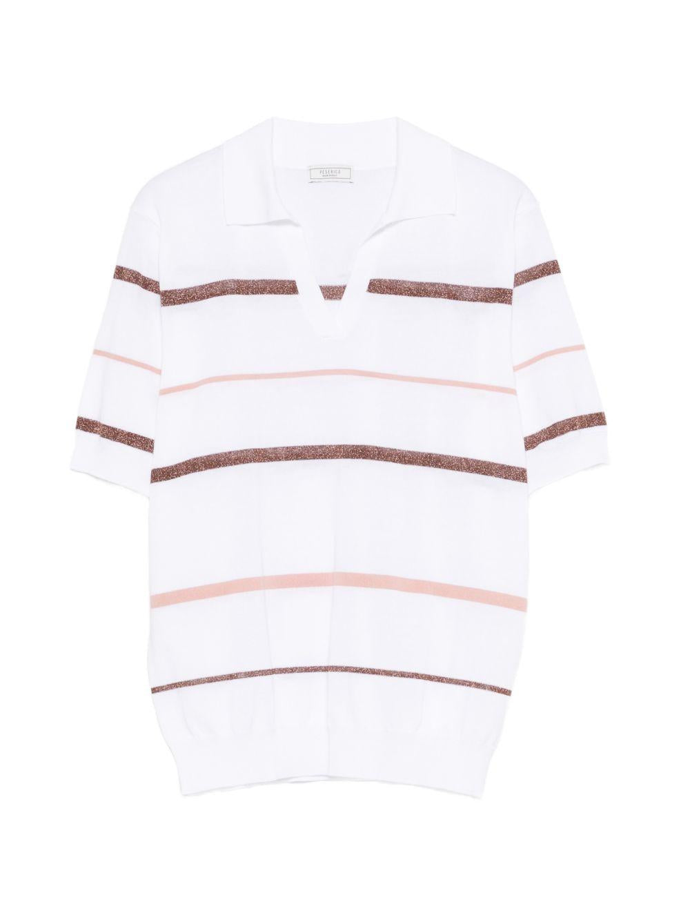 PESERICO T-shirt polo rosa a righe 