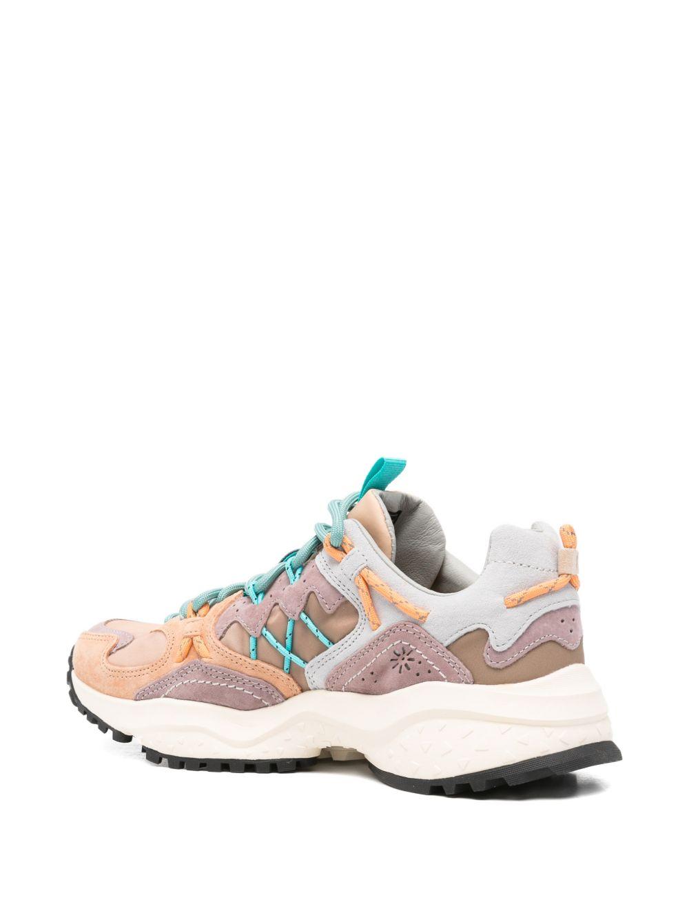 FLOWER MOUNTAIN Sneakers grigie multicolore con dettagli arancioni, marroni e celesti 