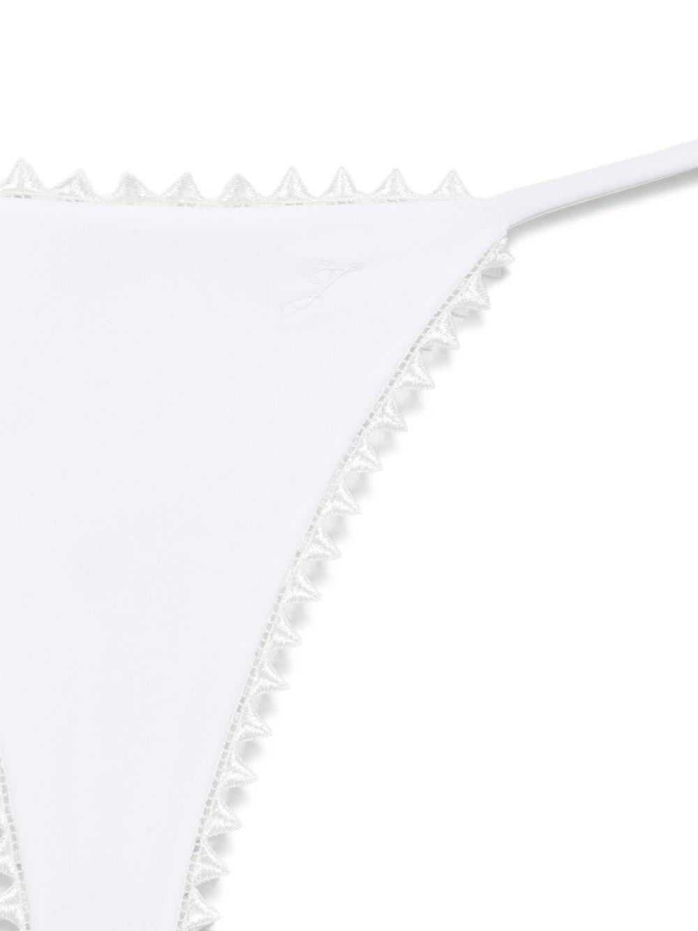 JACQUEMUS Slip bikini Picot bianco con lacci regolabili 