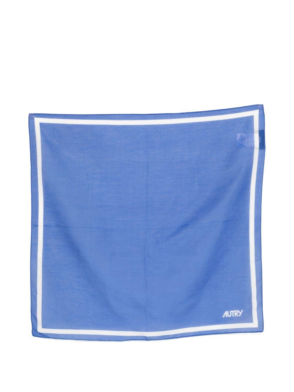 AUTRY Foulard blu con logo in cotone e seta 