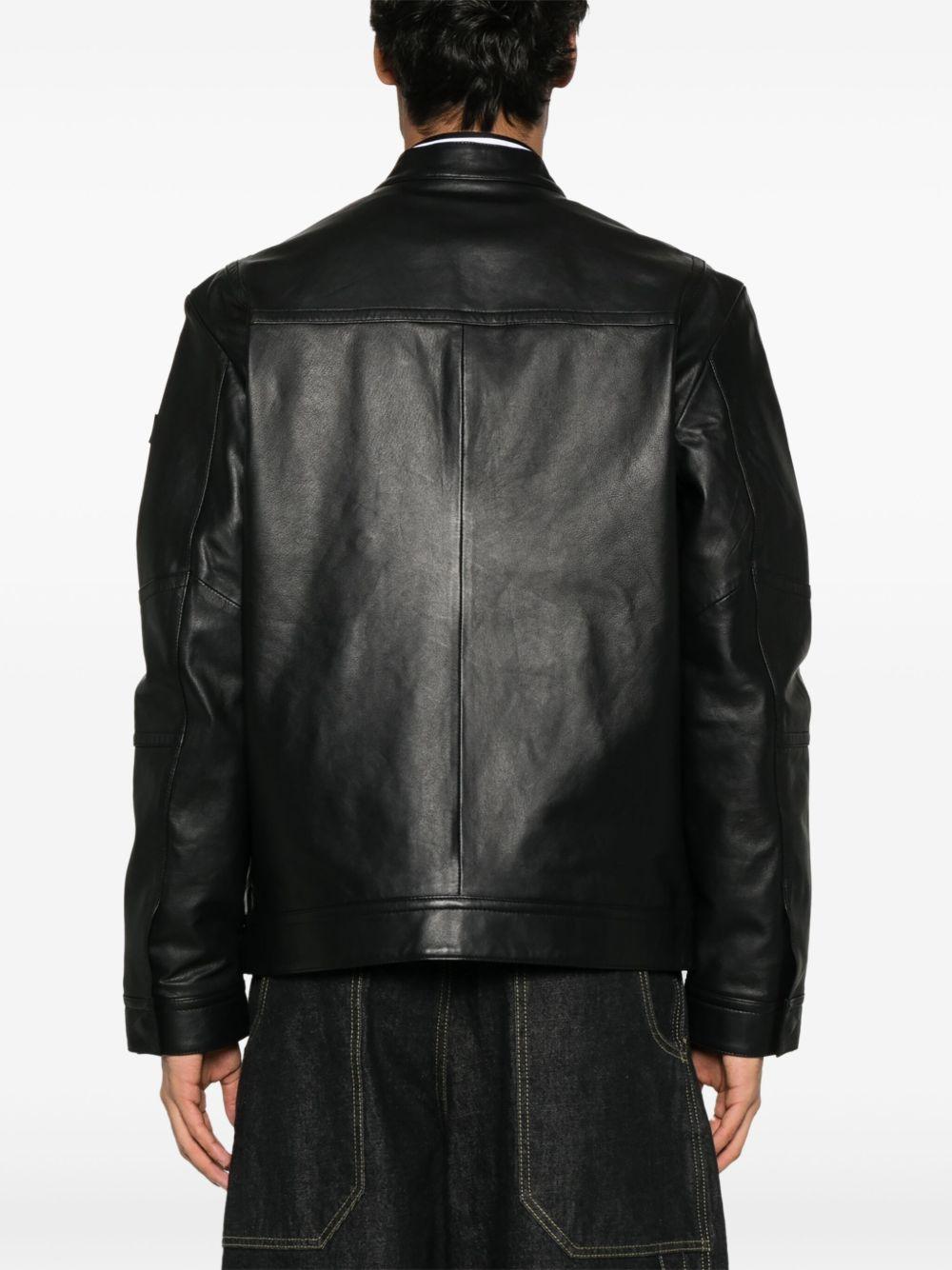 PEUTEREY Giacca Saugaro in pelle nera con zip 